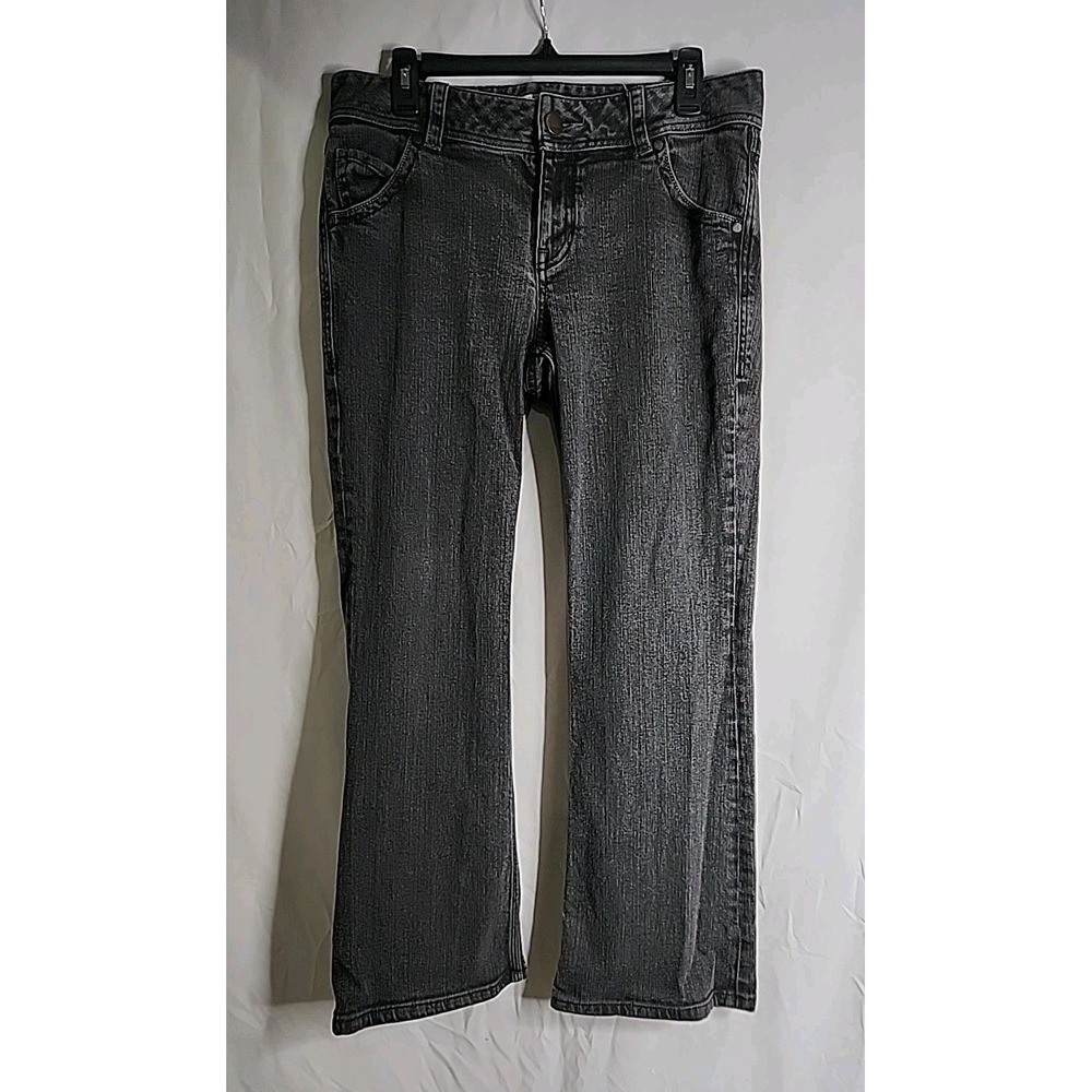 CABI Women's Black Bootcut Jeans Size 10 5 Pocket Back Pockets Button Closure